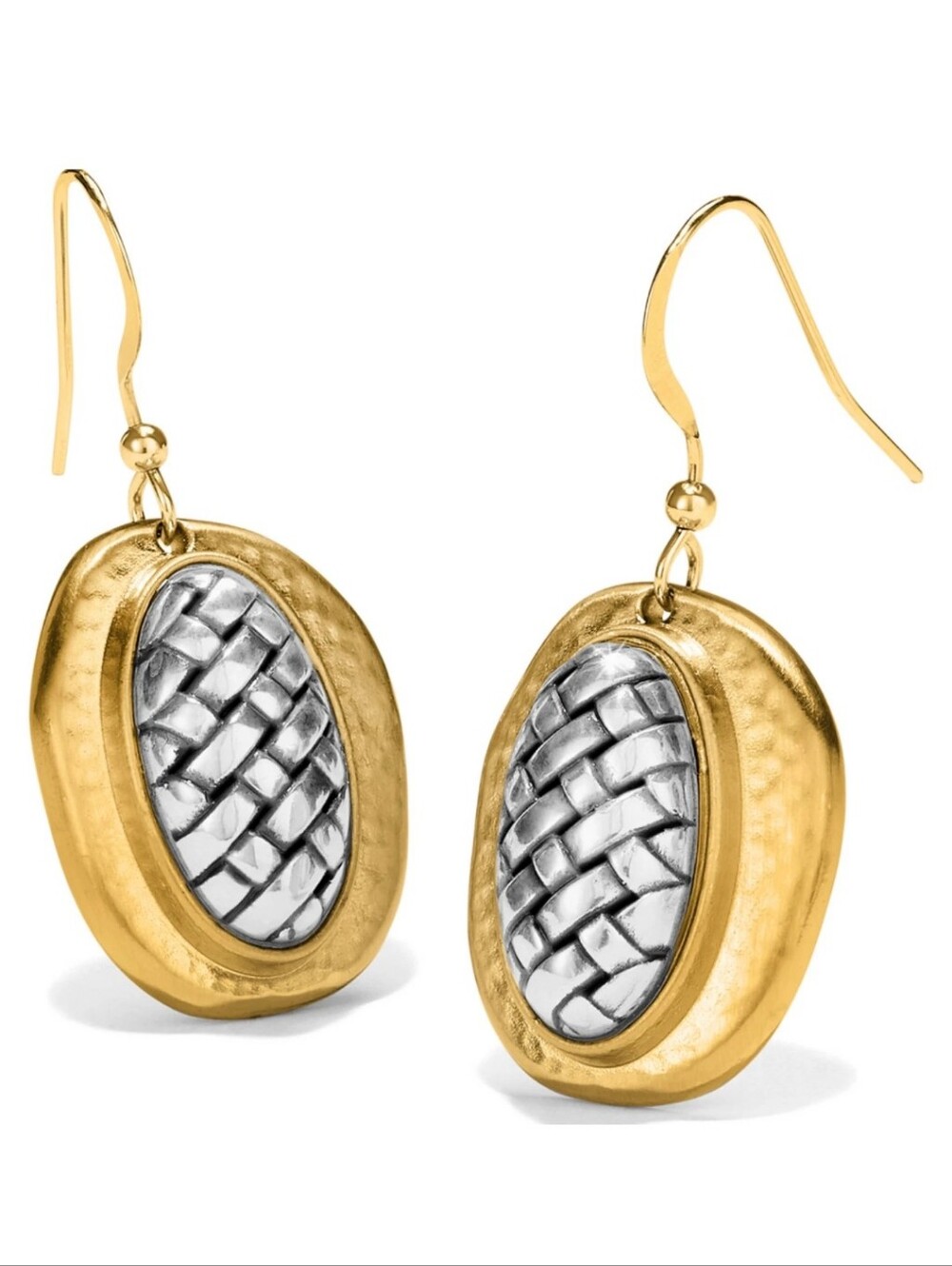Brighton JA6912 Ferrara Artisan Two Tone French Wire Earrings Silver & Gold New